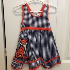 Navy and orange tiger dress, size 2